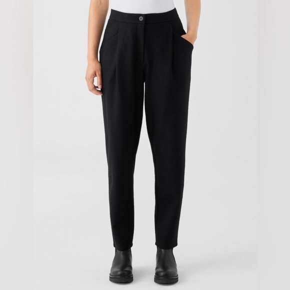 NWT Eileen Fisher Boiled Wool Jersey Carrot Pant Black M - Picture 2 of 16